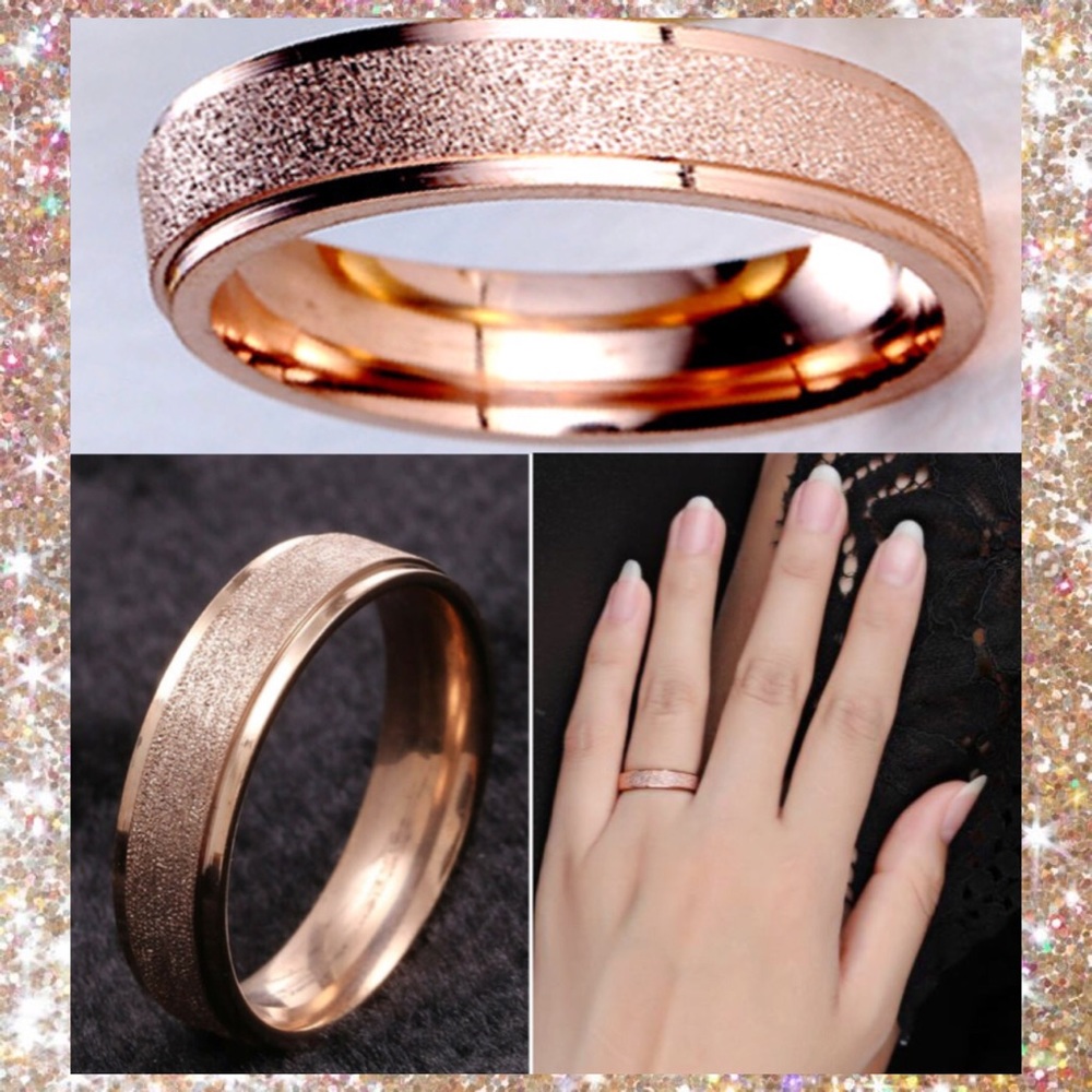 ✨️Last One✨️ 6mm Frosted Rose Gold Titanium Wedding Band Ring
